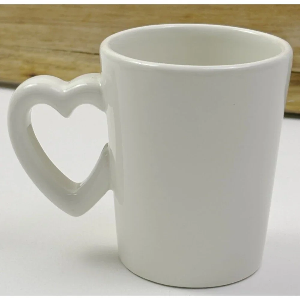 Williams Sonoma White Heart Handle Mug Minimalist Coffee Cup